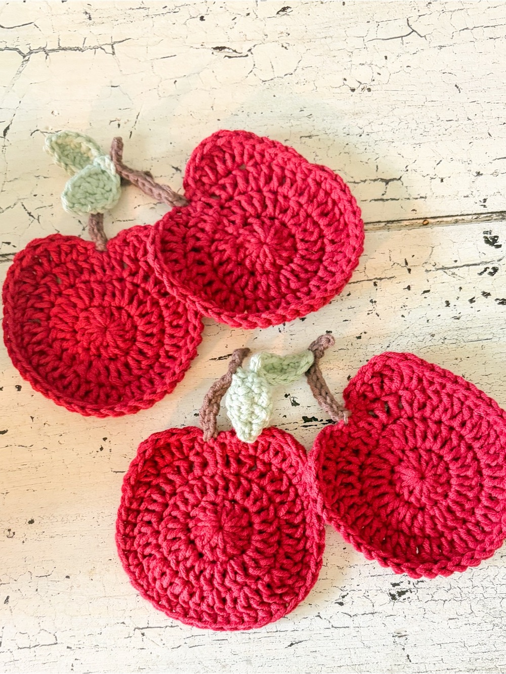 Handmade Crochet Cherry Coasters
